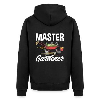 Garten Meister - Unisex Premium Bio Zip Hoodie - Schwarz - Hinten - Nico (187cm)