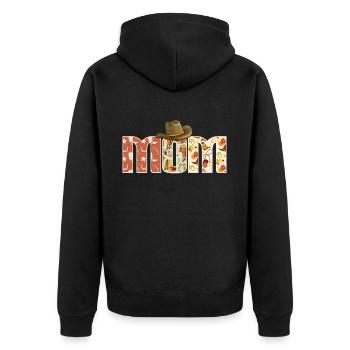 Mom Cowboy Birthday Western Family Matching - Unisex Premium Organic Zip Hoodie - black - Back - Nico (187cm)
