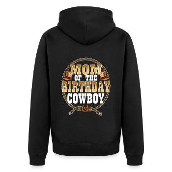 Mom Cowboy Birthday Western Family Matching - Unisex Premium Organic Zip Hoodie - black - Back - Nico (187cm)