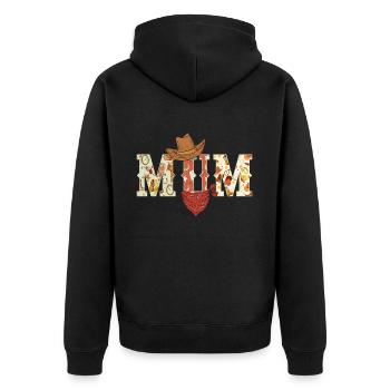 Mom Cowboy Birthday Western Family Matching - Unisex Premium Organic Zip Hoodie - black - Back - Nico (187cm)