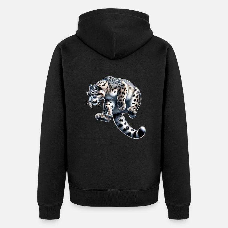 Schneeleopard Leopard Weißer Leopard - Unisex Premium Bio Zip Hoodie - Schwarz