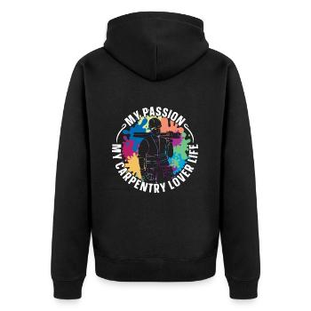 Amoureux de la menuiserie Ma passion Ma menuiserie Menuisier - Veste à capuche bio Premium Unisexe - noir - Dos - Nico (187cm)
