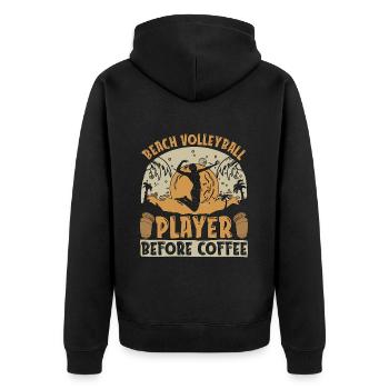 Joueur de beach-volley avant le café Volleyballer - Veste à capuche bio Premium Unisexe - noir - Dos - Nico (187cm)