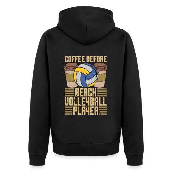 Beach Volleyball Coffee Volleyballer Coffee Lover - Unisex Premium Bio Zip Hoodie - Schwarz - Hinten - Nico (187cm)