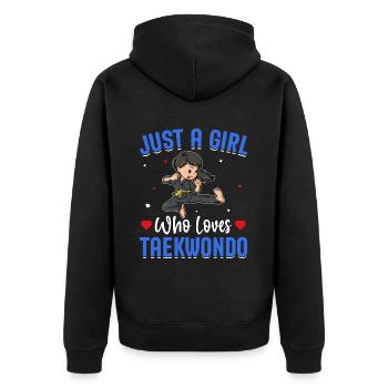 Juste une fille qui aime le taekwondo - Veste à capuche bio Premium Unisexe - noir - Dos - Nico (187cm)