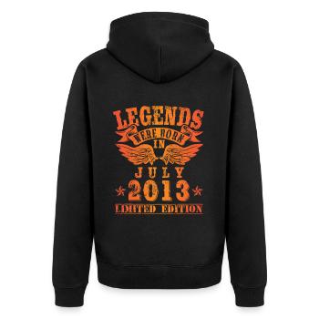Legends were born in Juli 2013 Geburtstag - Unisex Premium Bio Zip Hoodie - Schwarz - Hinten - Nico (187cm)