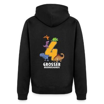 4 ans d’anniversaire Brudersaurus Dino - Veste à capuche bio Premium Unisexe - noir - Dos - Nico (187cm)
