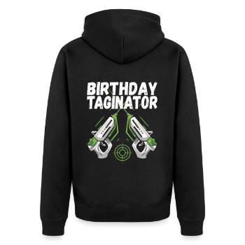 Laser Tag Birthday Laser Tag Player - Unisex Premium Organic Zip Hoodie - black - Back - Nico (187cm)