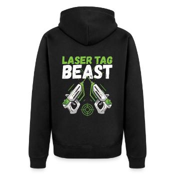 Laser Tag Birthday Laser Tag Player - Unisex Premium Organic Zip Hoodie - black - Back - Nico (187cm)