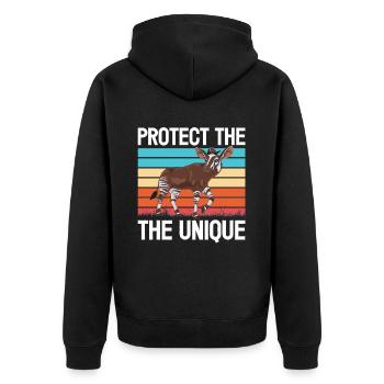 Lustiger Tierpfleger Okapi-liebhaber - Unisex Premium Bio Zip Hoodie - Schwarz - Hinten - Nico (187cm)