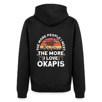 Lustiger Tierpfleger Okapi-liebhaber - Unisex Premium Bio Zip Hoodie - Schwarz - Hinten - Nico (187cm)