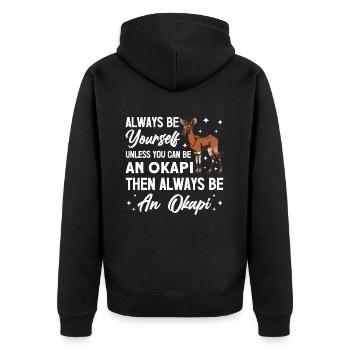 Lustiger Tierpfleger Okapi-liebhaber - Unisex Premium Bio Zip Hoodie - Schwarz - Hinten - Nico (187cm)