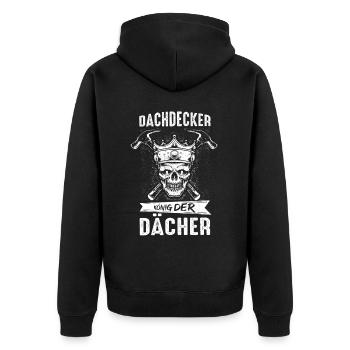 Roofer Roof Roofs King Craftsman Construction Site - Unisex Premium Organic Zip Hoodie - black - Back - Nico (187cm)