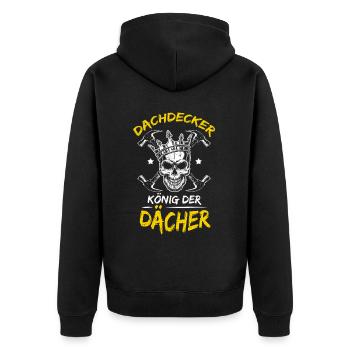 Roofer Roof Roofs King Craftsman Working Group - Unisex Premium Organic Zip Hoodie - black - Back - Nico (187cm)