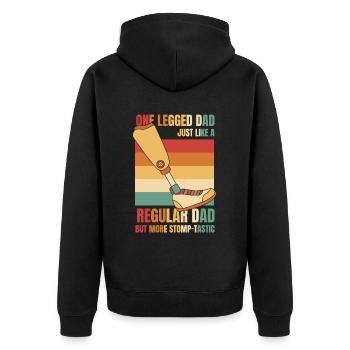 Einbeiniger Vater genau wie ein normaler Vater Benutzerbein - Unisex Premium Bio Zip Hoodie - Schwarz - Hinten - Nico (187cm)