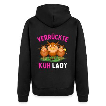 CRAZY COW LADY - Fermier drôle - Veste à capuche bio Premium Unisexe - noir - Dos - Nico (187cm)