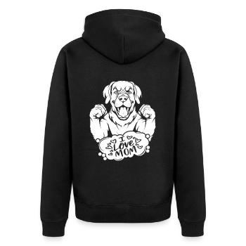 Bouvier bernois J’aime maman - Veste à capuche bio Premium Unisexe - noir - Dos - Nico (187cm)