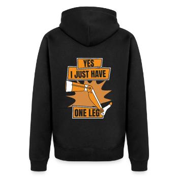 Ja, ich habe nur ein Bein künstliche Beine Benutzerbein - Unisex Premium Bio Zip Hoodie - Schwarz - Hinten - Nico (187cm)