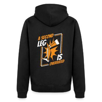 Ein zweites Bein ist eine überschätzte Beinprothese - Unisex Premium Bio Zip Hoodie - Schwarz - Hinten - Nico (187cm)