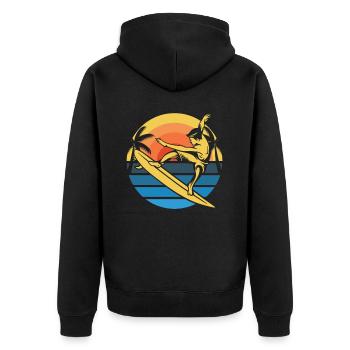 Surfer Surfen - Unisex Premium Bio Zip Hoodie - Schwarz - Hinten - Nico (187cm)