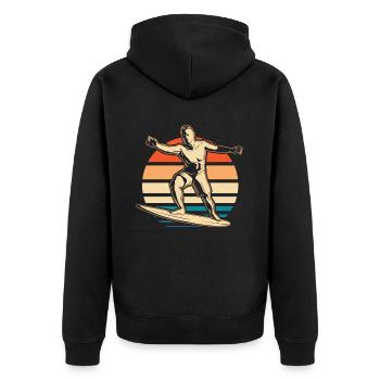 Surfer Surfen - Unisex Premium Bio Zip Hoodie - Schwarz - Hinten - Nico (187cm)