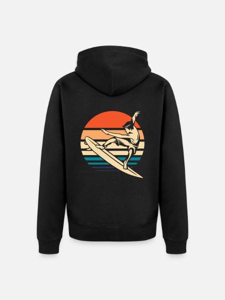 Surfer Surfen - Unisex Premium Bio Zip Hoodie - Schwarz