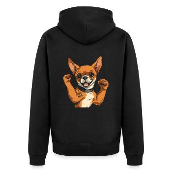 Chihuahua I Love Mom - Unisex Premium Bio Zip Hoodie - Schwarz - Hinten - Nico (187cm)