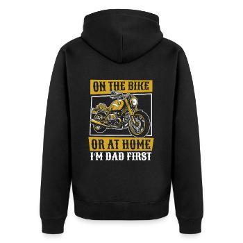 Motorrad Biker Motorbike Motorcycle Dad - Unisex Premium Organic Zip Hoodie - black - Back - Nico (187cm)