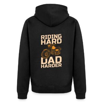 Motorrad Biker Motorbike Motorcycle Dad - Unisex Premium Organic Zip Hoodie - black - Back - Nico (187cm)
