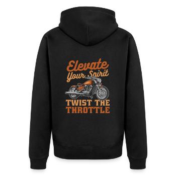 Motorrad Biker Moto Moto Thérapie - Veste à capuche bio Premium Unisexe - noir - Dos - Nico (187cm)