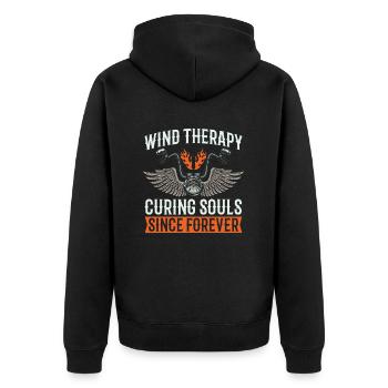 Motorrad Biker Motorbike Motorcycle Therapy - Unisex Premium Bio Zip Hoodie - Schwarz - Hinten - Nico (187cm)