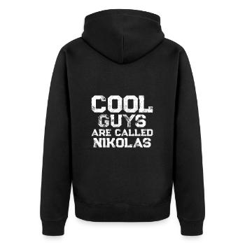 Les mecs cool s’appellent Nikolas - Veste à capuche bio Premium Unisexe - noir - Dos - Nico (187cm)