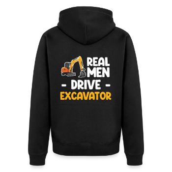 Hommes réels conduisent pelle excavatrice excavatrice excavatrice - Veste à capuche bio Premium Unisexe - noir - Dos - Nico (187cm)