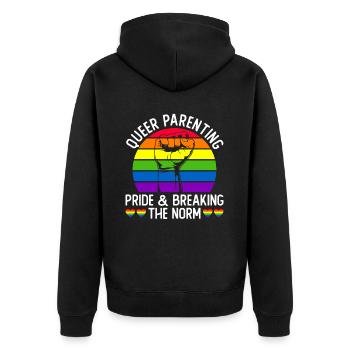 Schwule Eltern Schwulenstolz Familie Queer-Eltern - Unisex Premium Bio Zip Hoodie - Schwarz - Hinten - Nico (187cm)
