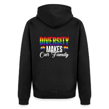 Schwule Eltern Schwulenstolz Familie Queer-Eltern - Unisex Premium Bio Zip Hoodie - Schwarz - Hinten - Nico (187cm)