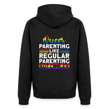 Schwule Eltern Schwulenstolz Familie Queer-Eltern - Unisex Premium Bio Zip Hoodie - Schwarz - Hinten - Nico (187cm)