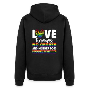 Schwule Eltern Schwulenstolz Familie Queer-Eltern - Unisex Premium Bio Zip Hoodie - Schwarz - Hinten - Nico (187cm)