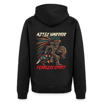 Aztekischer Krieger Mexikanische Azteken-Zivilisation - Unisex Premium Bio Zip Hoodie - Schwarz - Hinten - Nico (187cm)
