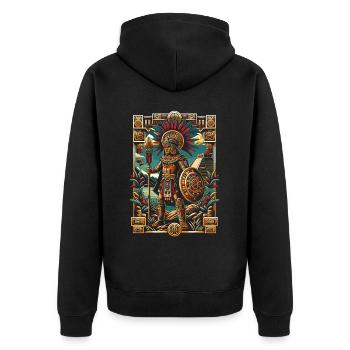Aztec Warrior Native Mexican Aztec Civilization - Unisex Premium Organic Zip Hoodie - black - Back - Nico (187cm)