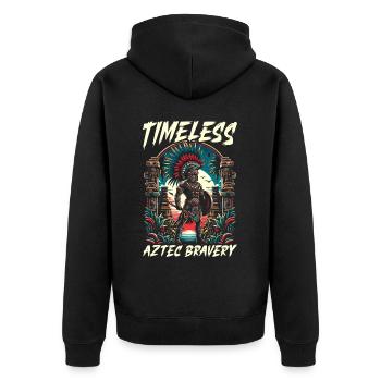 Aztekischer Krieger Mexikanische Azteken-Zivilisation - Unisex Premium Bio Zip Hoodie - Schwarz - Hinten - Nico (187cm)