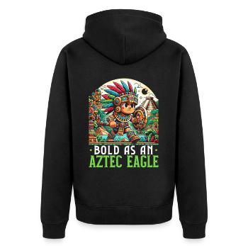Aztekischer Krieger Mexikanische Azteken-Zivilisation - Unisex Premium Bio Zip Hoodie - Schwarz - Hinten - Nico (187cm)