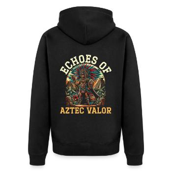 Aztekischer Krieger Mexikanische Azteken-Zivilisation - Unisex Premium Bio Zip Hoodie - Schwarz - Hinten - Nico (187cm)