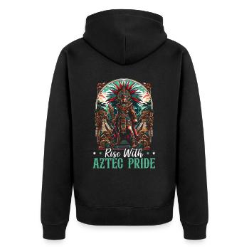 Aztekischer Krieger Mexikanische Azteken-Zivilisation - Unisex Premium Bio Zip Hoodie - Schwarz - Hinten - Nico (187cm)