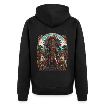 Aztec Warrior Native Mexican Aztec Civilization - Unisex Premium Organic Zip Hoodie - black - Back - Nico (187cm)