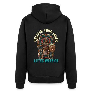 Aztec Warrior Native Mexican Aztec Civilization - Unisex Premium Organic Zip Hoodie - black - Back - Nico (187cm)