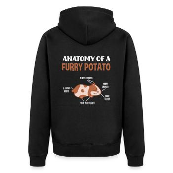 Anatomie Nager Meerschweinchen - Unisex Premium Bio Zip Hoodie - Schwarz - Hinten - Nico (187cm)