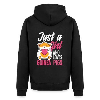 Meerschweinchen Mädchen - Unisex Premium Bio Zip Hoodie - Schwarz - Hinten - Nico (187cm)