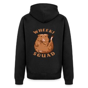 Meerschweinchen Team - Unisex Premium Bio Zip Hoodie - Schwarz - Hinten - Nico (187cm)