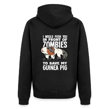 Meerschweinchen Zombies - Unisex Premium Bio Zip Hoodie - Schwarz - Hinten - Nico (187cm)