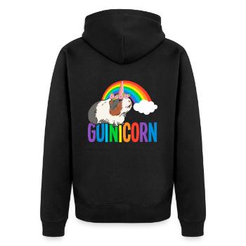 Meerschweinchen Regenbogen LGBTQ - Unisex Premium Bio Zip Hoodie - Schwarz - Hinten - Nico (187cm)